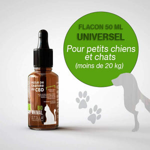 Huile CBD animaux française 2% pour chien et chat STILLA 50 ou 100 ml
